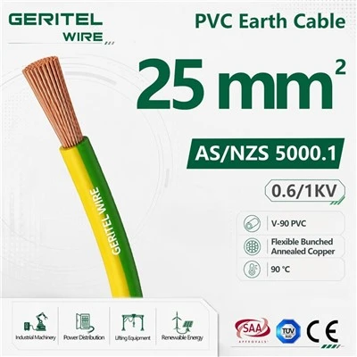 25mm Ohebný zemnící kabel 600/1000V Třída 5 měď