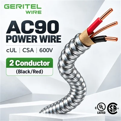 AC90 Otevřený kabel měděný 2C Černý Červený CUL CSA 600V